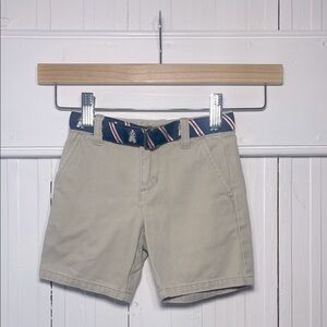 JANIE & JACK VGUC Boys Adjustable Waist Khaki Shorts w/ Dog Belt